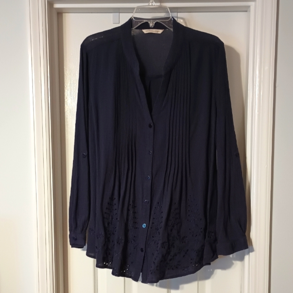 Soft Surroundings 100% Cotton Navy Top XL